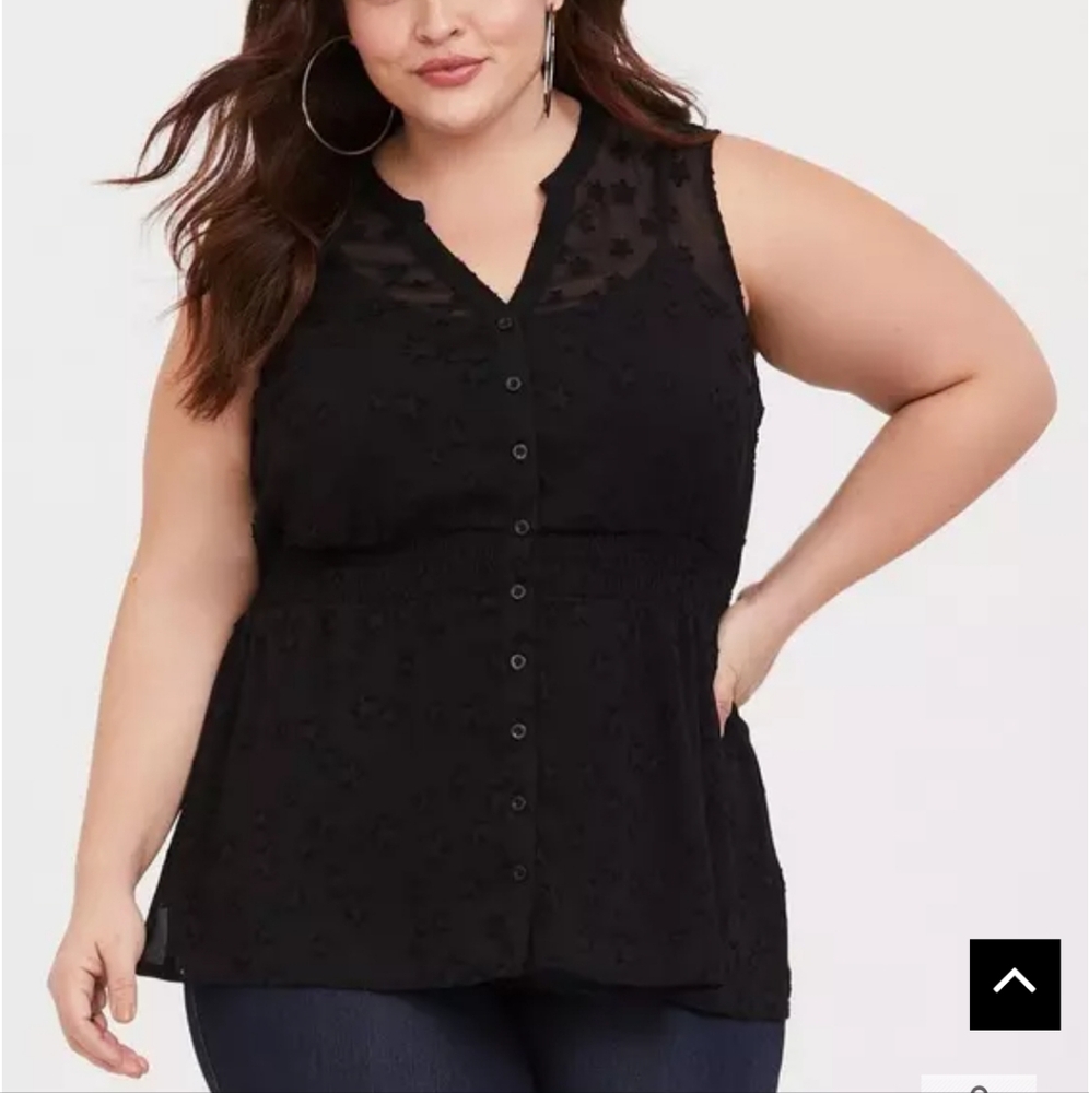 Torrid Black Star Chiffon Tank